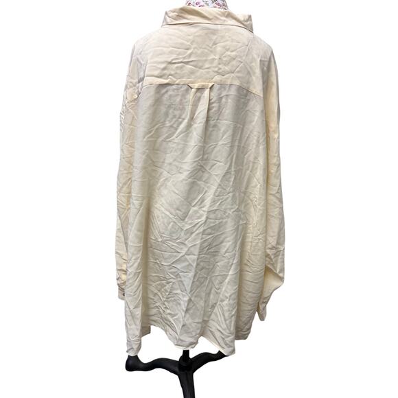 ✨ Silhouettes 5X 100% Silk Button Down Blouse – Cream Oversized Top - Picture 3 of 4